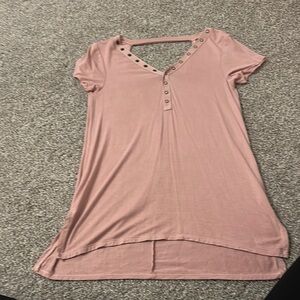 Pink V-Neck Studded Women's Top